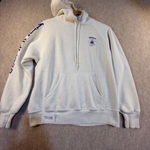 Vintage Bassett Walker Virginia City Nevada Hoodie Mens Large White Raglan Sweat